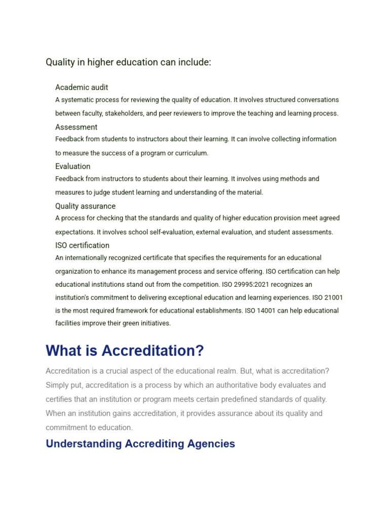 Higher Education Quality and Accreditation Guide | PDF | Curriculum