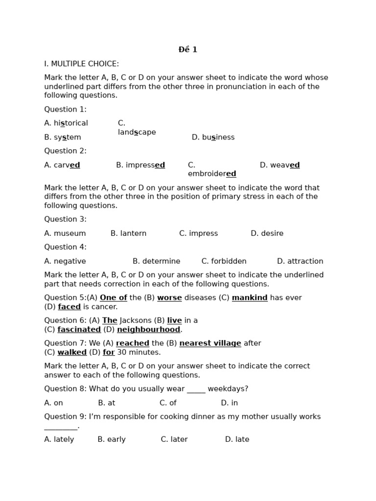 English Language Practice Test | PDF