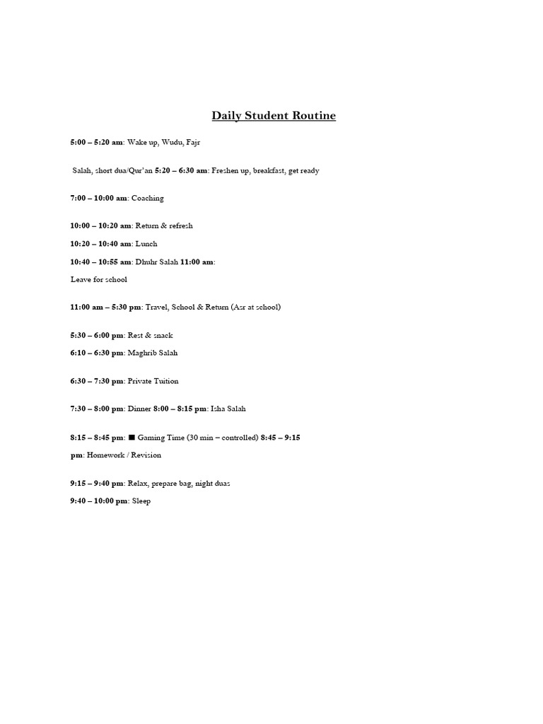 I Am Sharing 'Daily Muslim Student Routine-1' With 260120 214256 | PDF