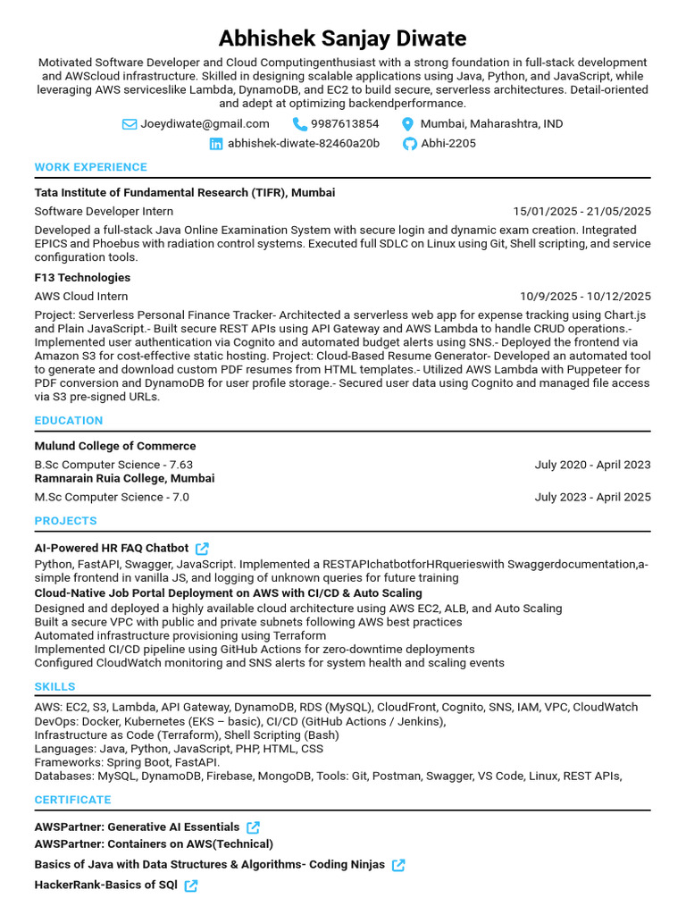 Abhishek Resume | PDF | Amazon Web Services | Cloud Computing