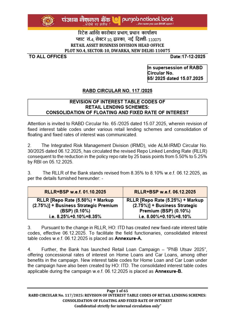 Revision of Retail Lending Interest Codes | PDF | Loans | Interest