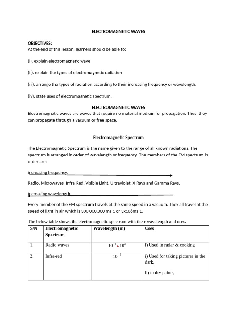 Electromagnetic Waves Week 3 | PDF | Electromagnetic Radiation ...