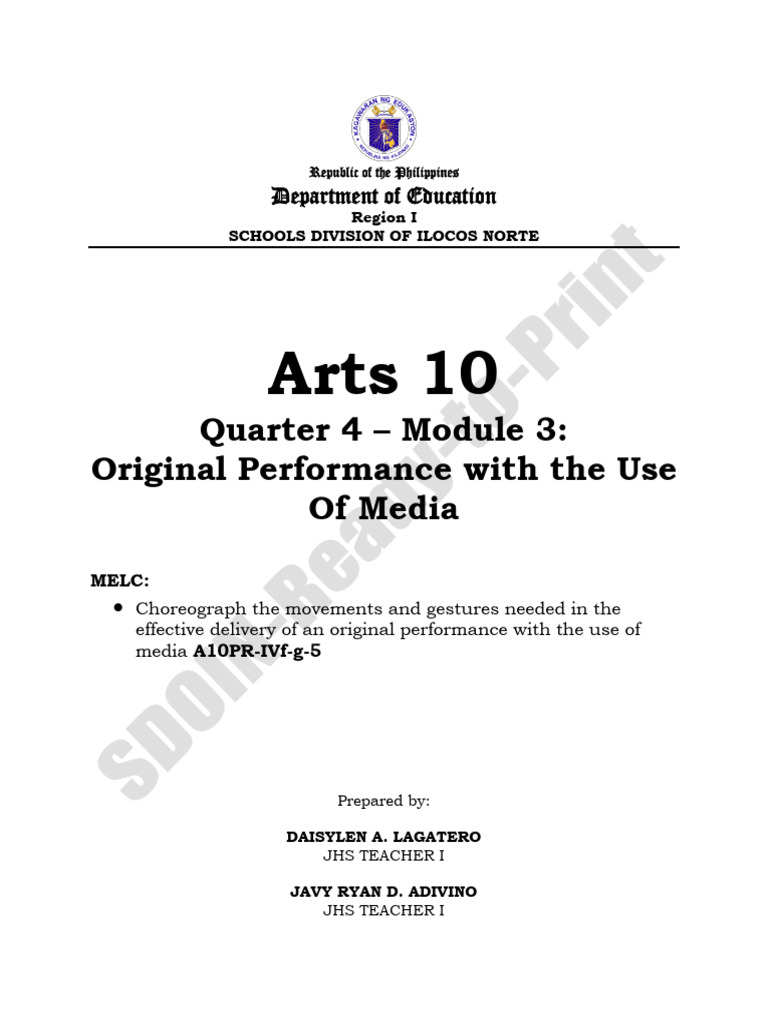 Arts 10 Module: Original Performance Guide | PDF | Dances | Choreography