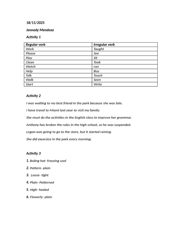 English Grammar and Vocabulary Exercises | PDF