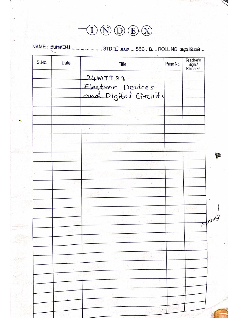 Electron Devices and Digital Circuits Notes | PDF