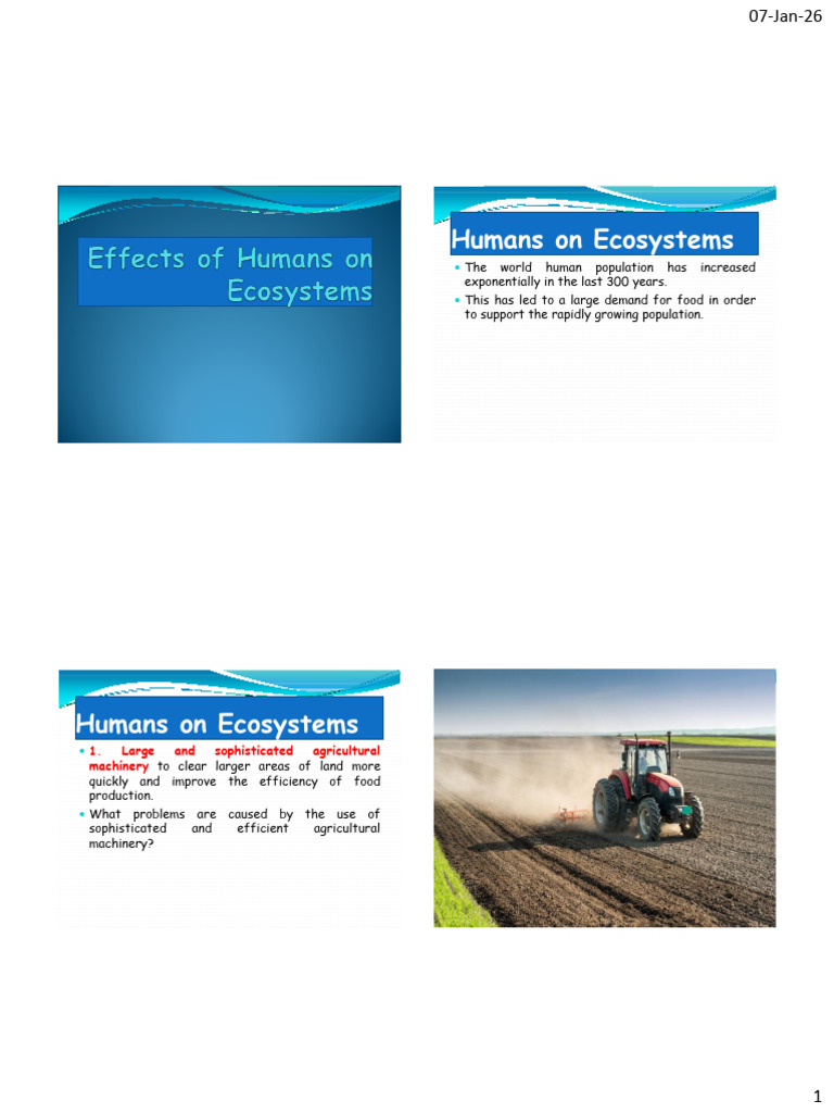 Human Impact on Ecosystems Explained | PDF | Agriculture | Intensive ...