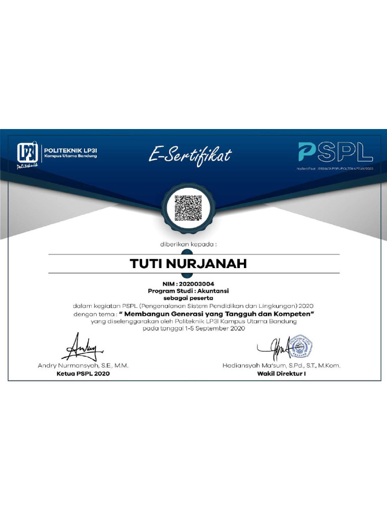 Sertifikat PSPL | PDF