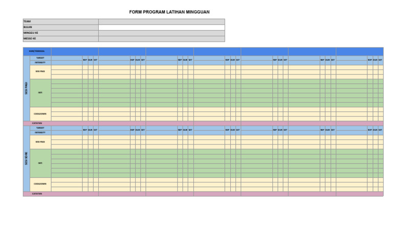 FORM Program Latihan - Form MINGGUAN | PDF