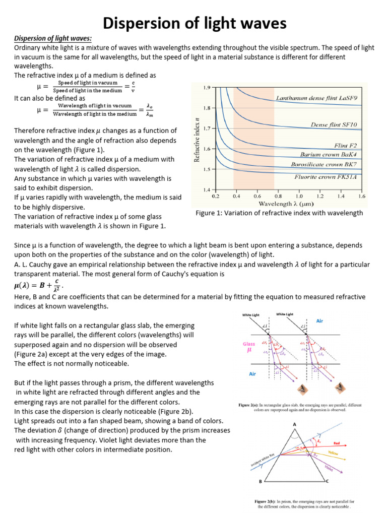 Dispersion of Light Waves | PDF | Dispersion (Optics) | Wavelength