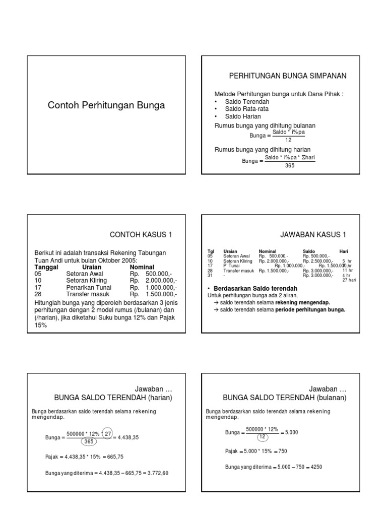 Contoh Soal Menghitung Bunga Tabungan Berdasarkan Saldo