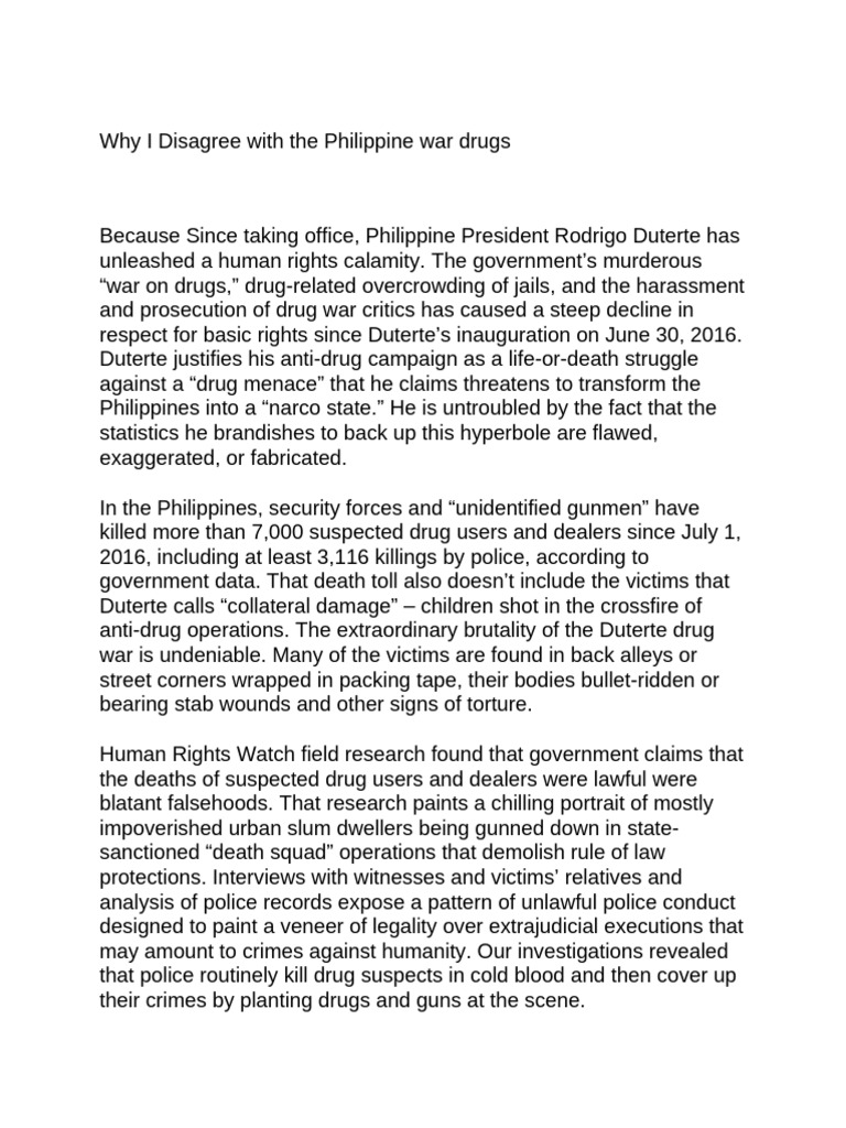 Critique of Duterte's Drug War Policies | PDF | Rodrigo Duterte | Justice