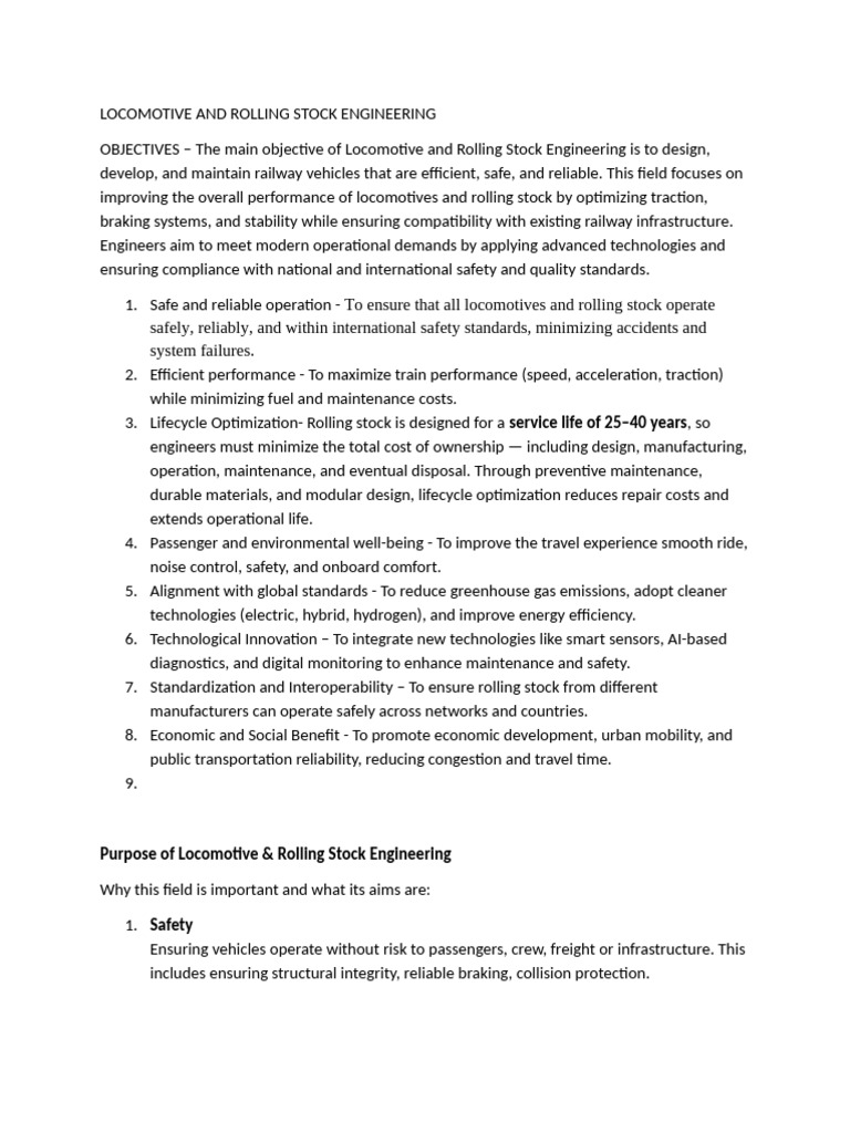 Locomotive & Rolling Stock Engineering Guide | PDF | Locomotives | Rail ...