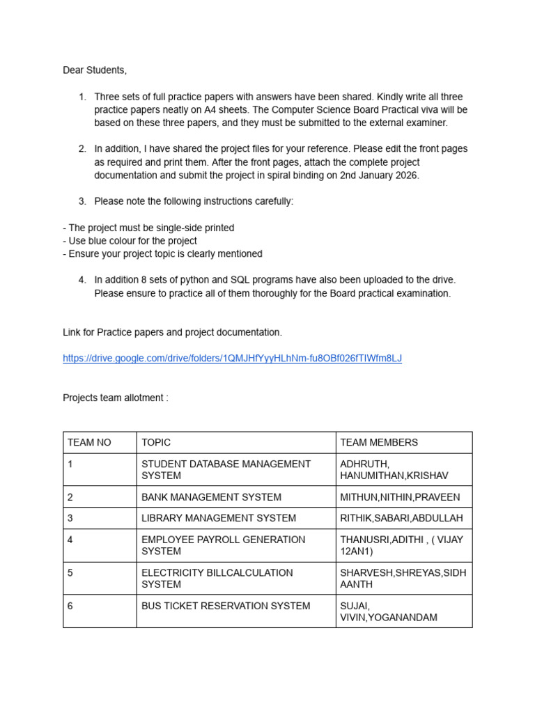 Computer Science Project Submission Guide | PDF