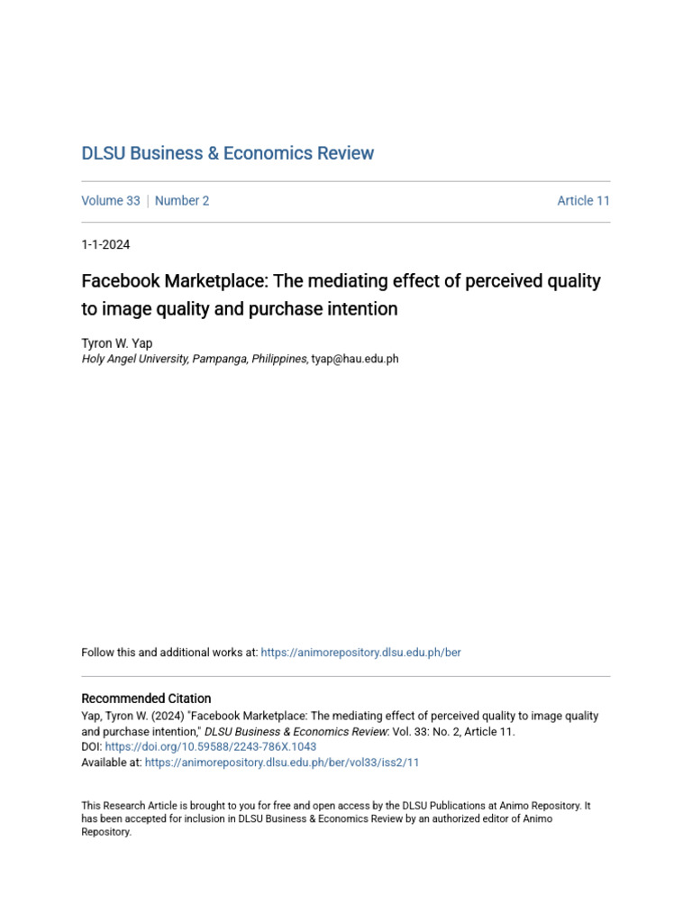 Facebook Marketplace: Image Quality & Purchase Intent | PDF | Survey ...