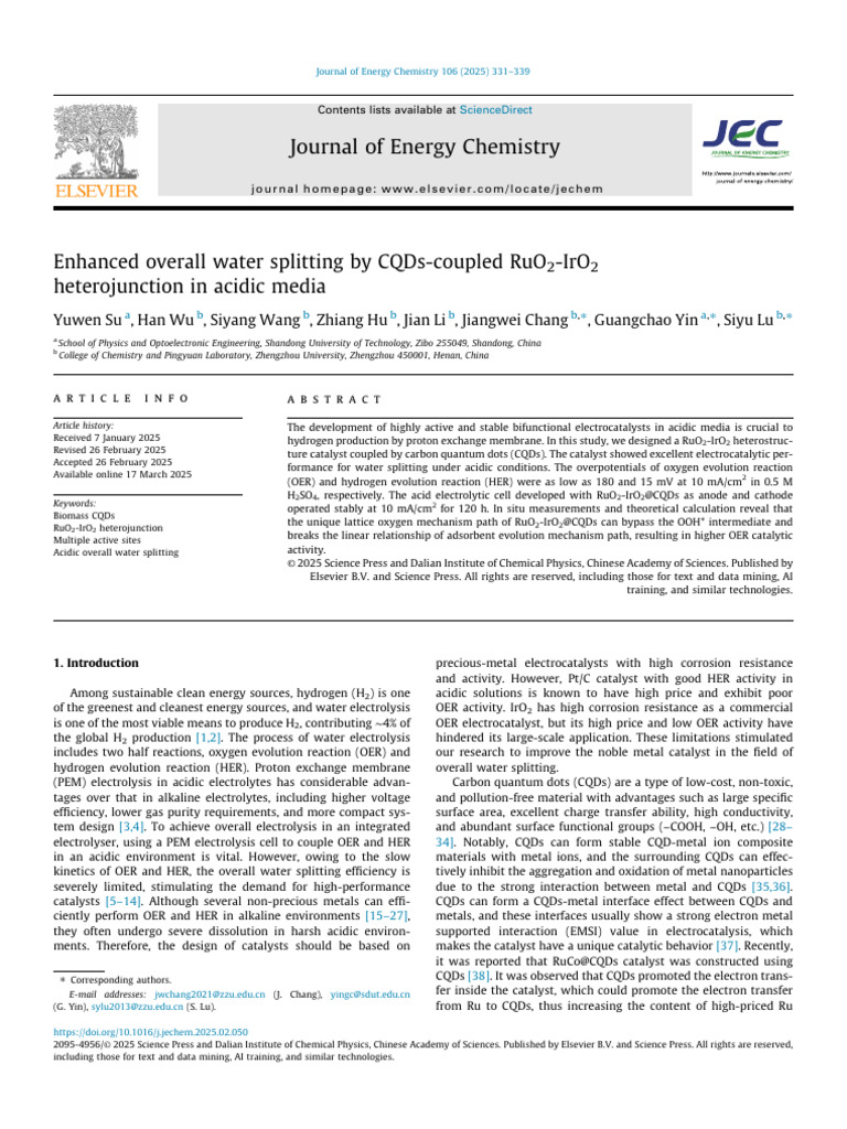 Enhanced Water Splitting with CQDs-RuO2-IrO2 | PDF | Applied And ...