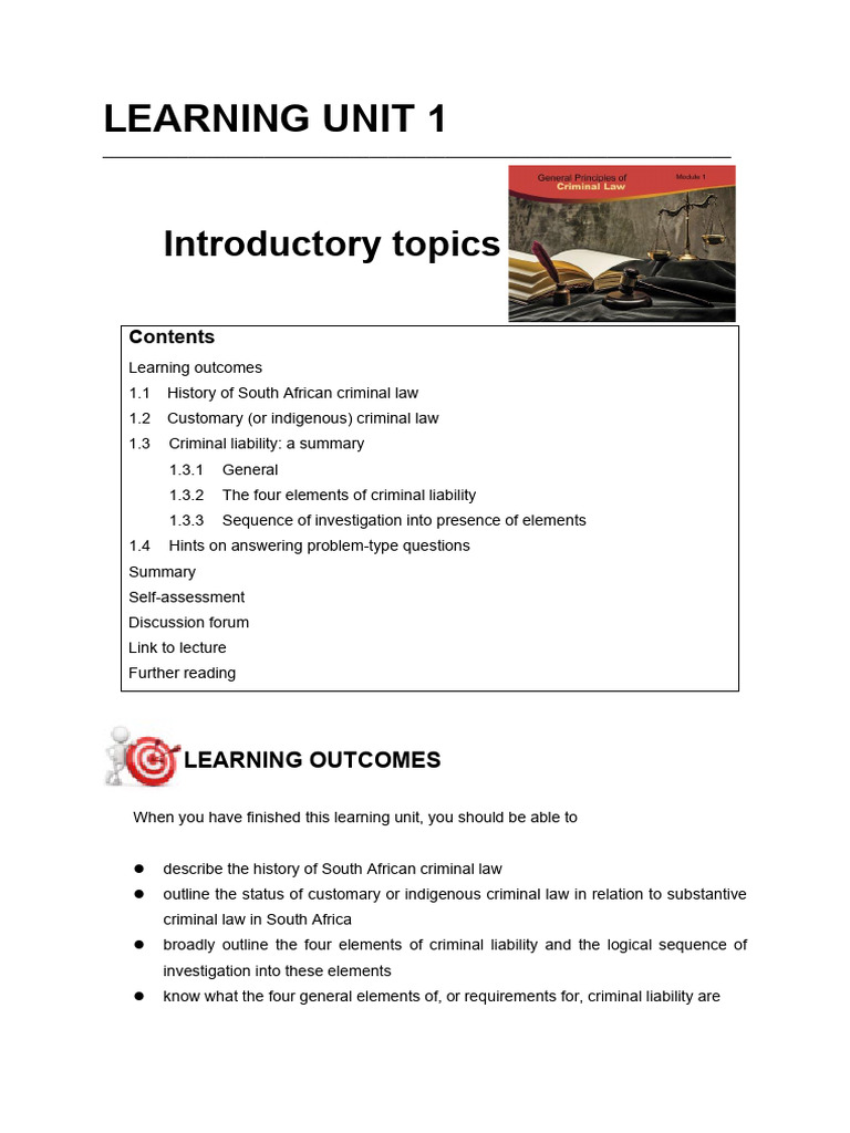 CRW2601 Learning unit 1 | PDF | Crimes | Crime & Violence