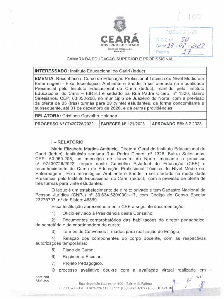 Parecer 0121 2023 | PDF