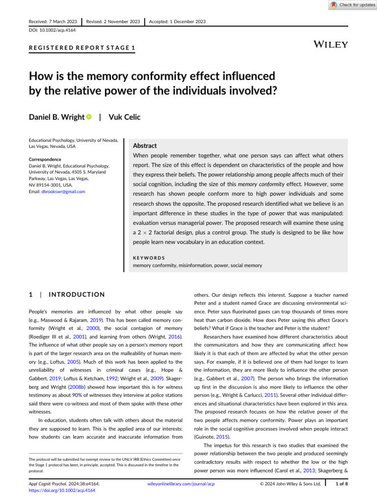 How is the memory conformity effect influenced by the relative power of ...