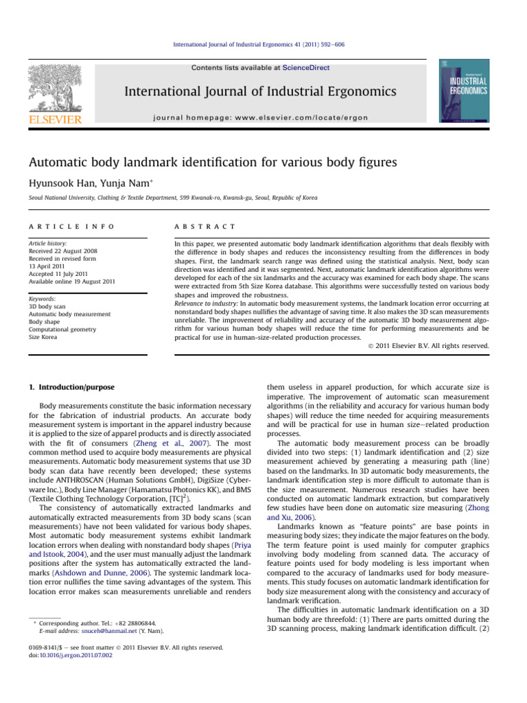 Automatic Landmark Identification in 3D Scans | PDF | Body Mass Index ...