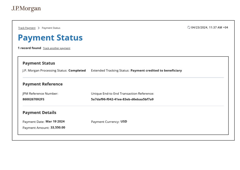 Payment Status Tracking Details | PDF