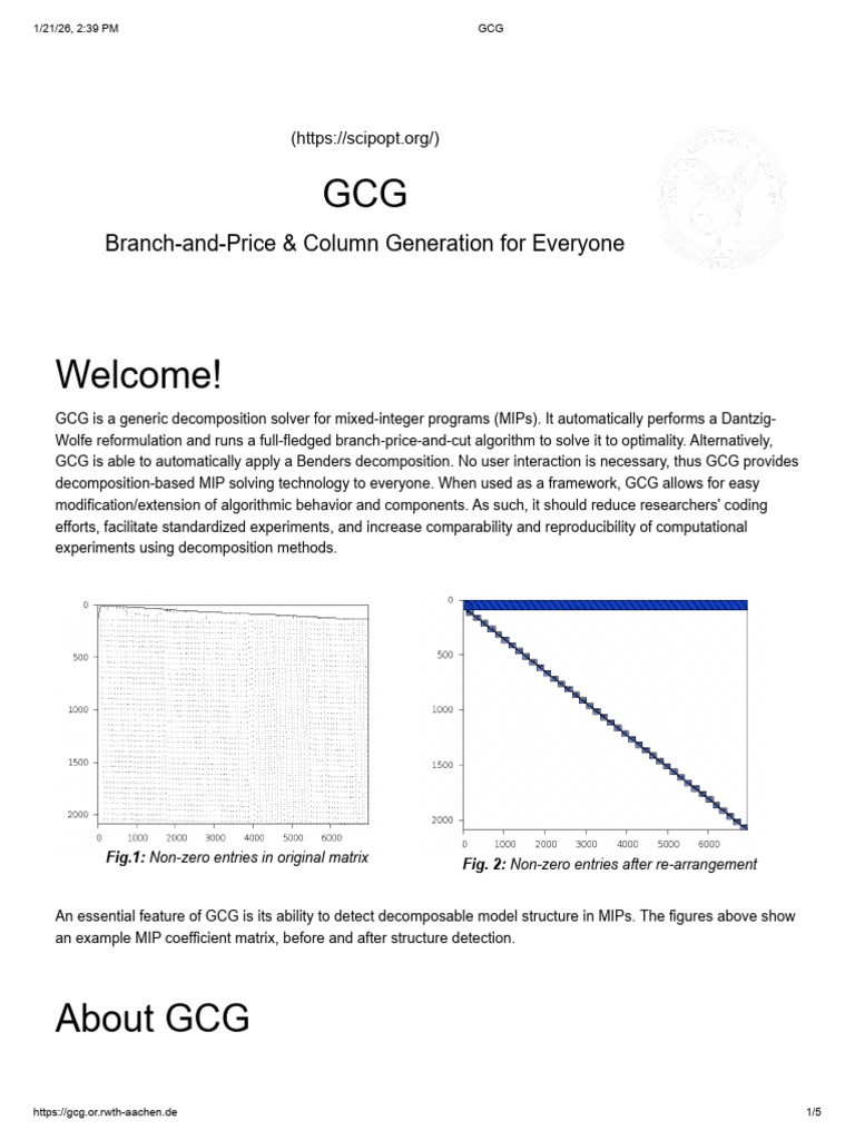 GCG: Decomposition Solver for MIPs | PDF | Linear Programming ...