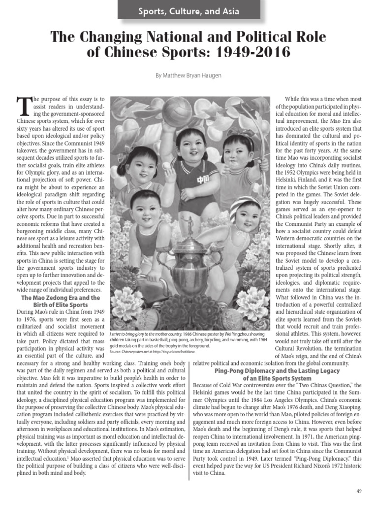 Evolution of China's Sports System | PDF | China | World Politics