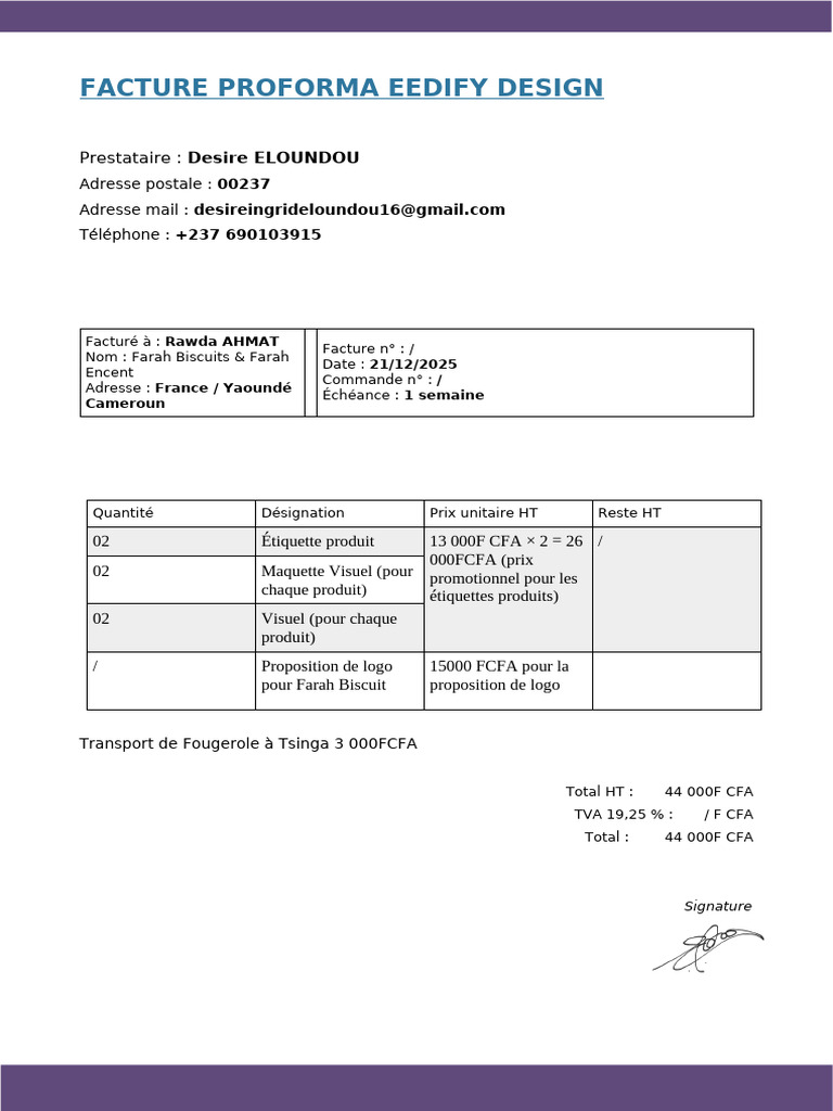 Facture Proforma Eedify Design 2025 | PDF