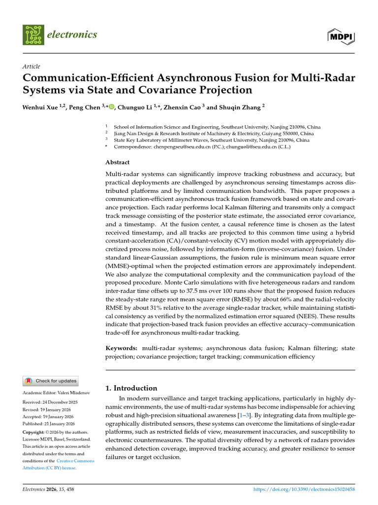 Asynchronous Track Fusion for Multi-Radar Systems | PDF | Kalman Filter ...