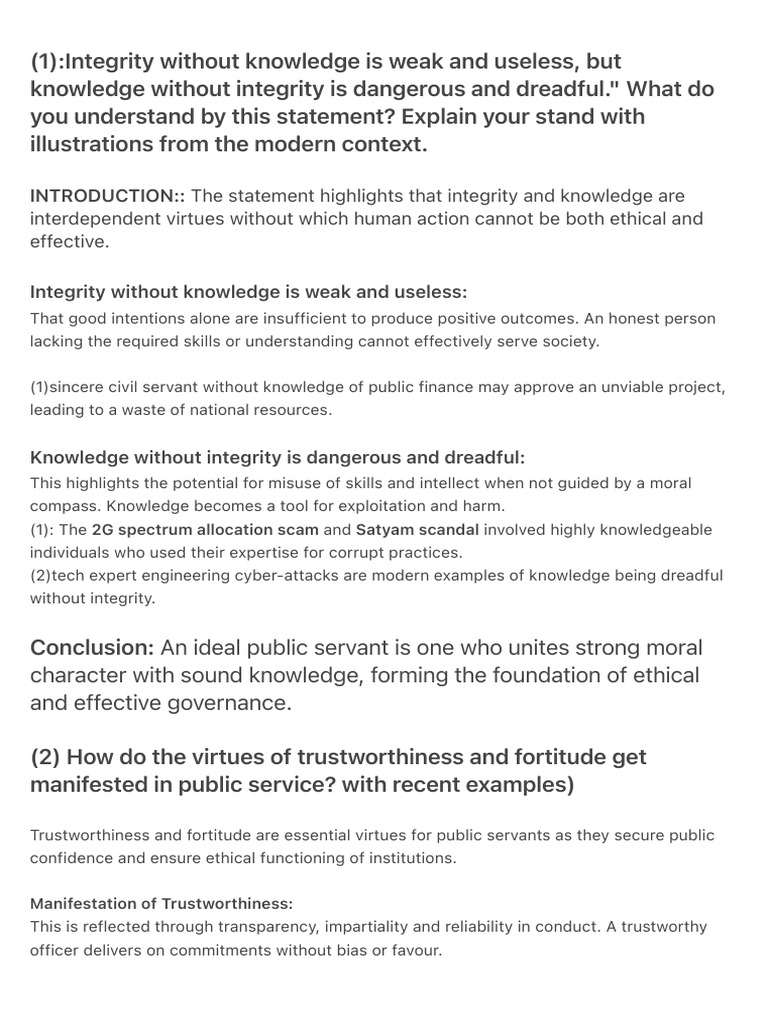 Integrity and Knowledge in Public Service | PDF | Justice | Crime ...