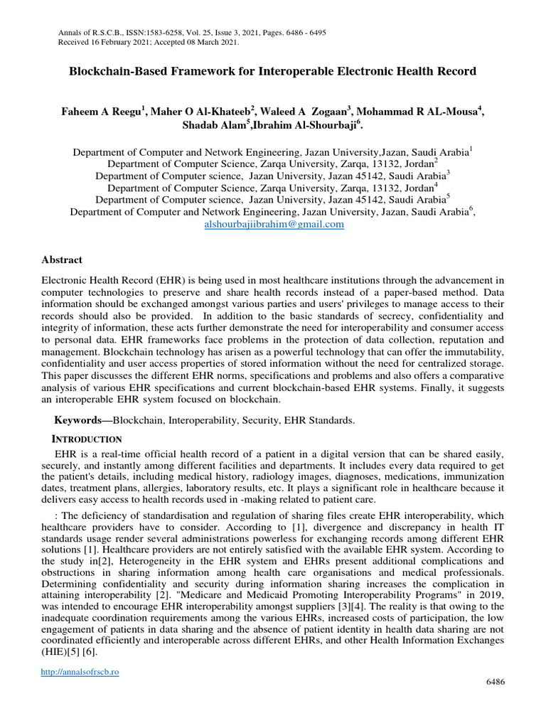 Blockchain for Interoperable EHR Systems | PDF | Electronic Health ...