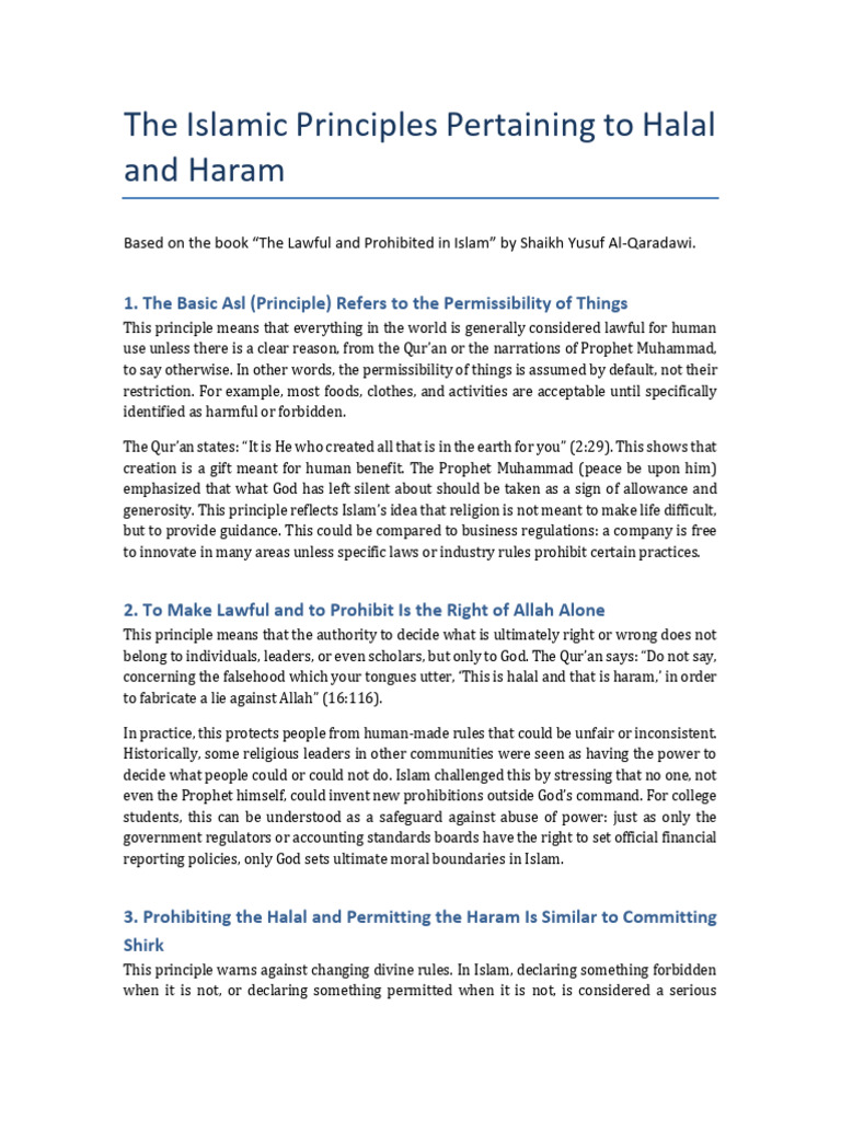Principles of Halal | PDF | God In Islam | Quran