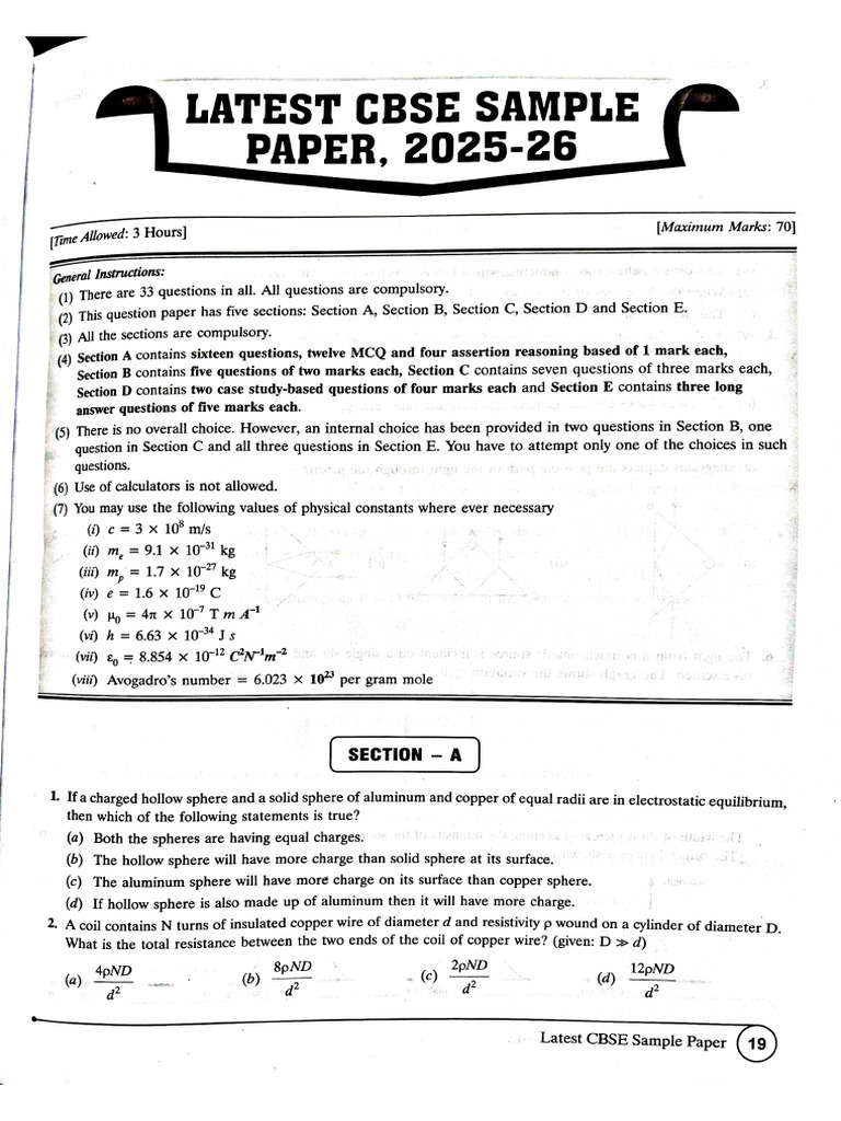 Cbse Sample Paper 25-26 | PDF