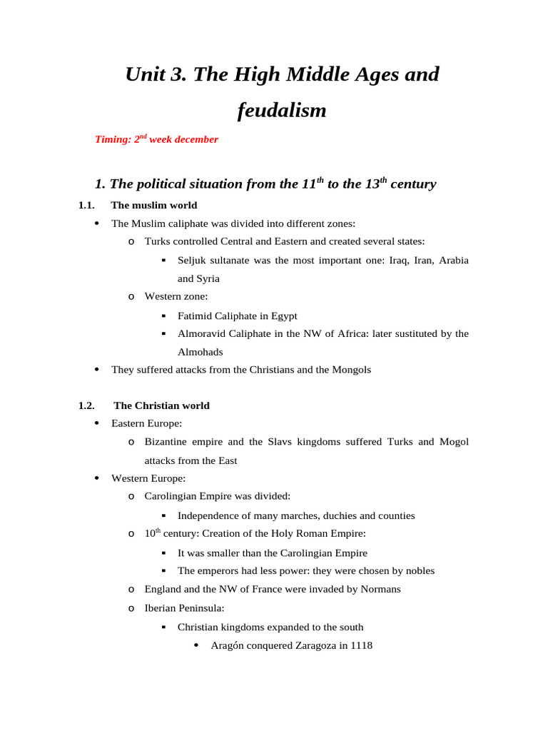 Unit 3. The High Middle Ages | PDF