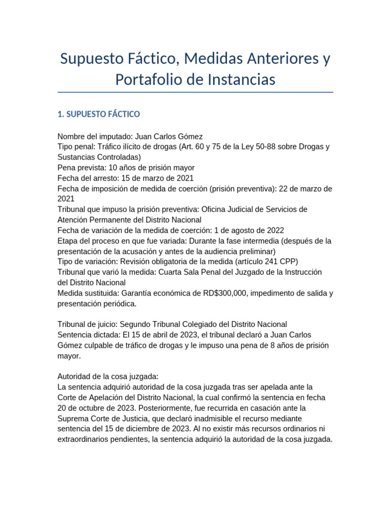 Supuesto_Factico_Medidas_Portafolio | PDF | Sentencia (ley) | Prisión