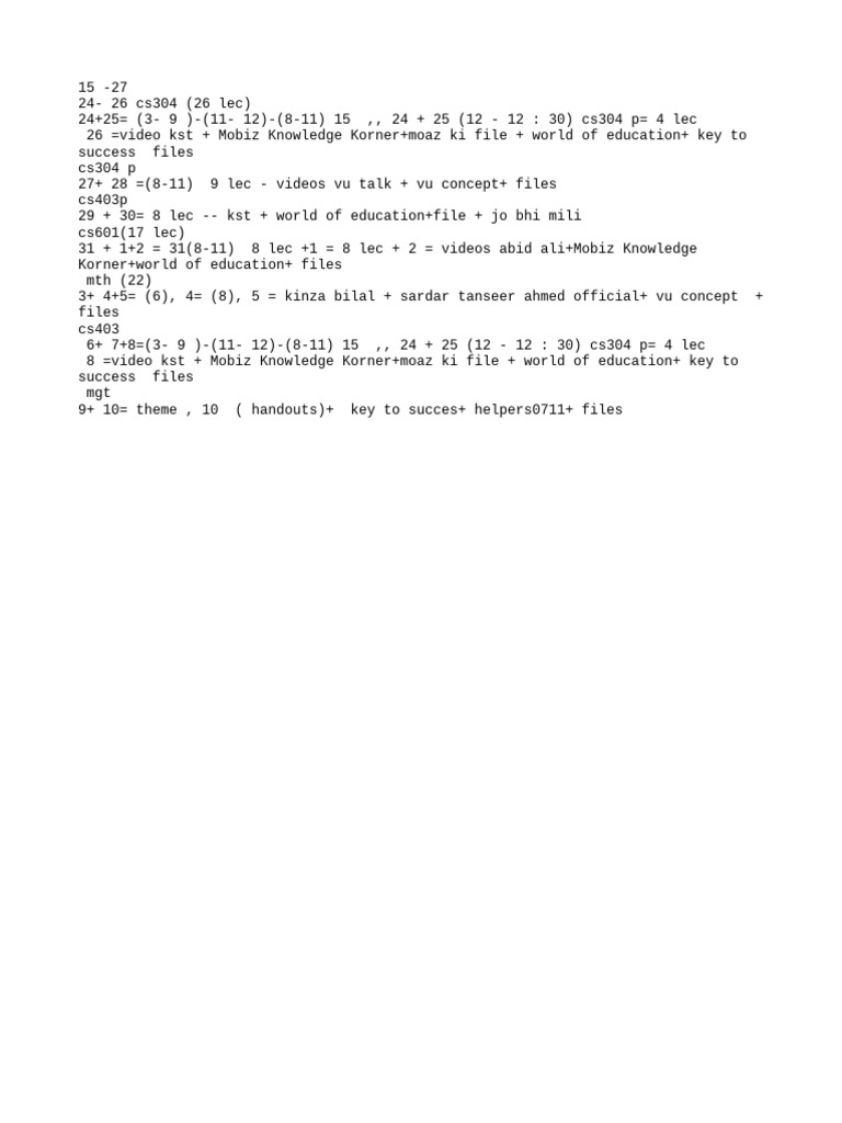 CS Course Lecture Summaries and Resources | PDF
