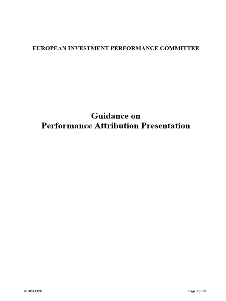 GP1 - EIPC Performance Attribution Guidance | PDF | Risk | Investment ...