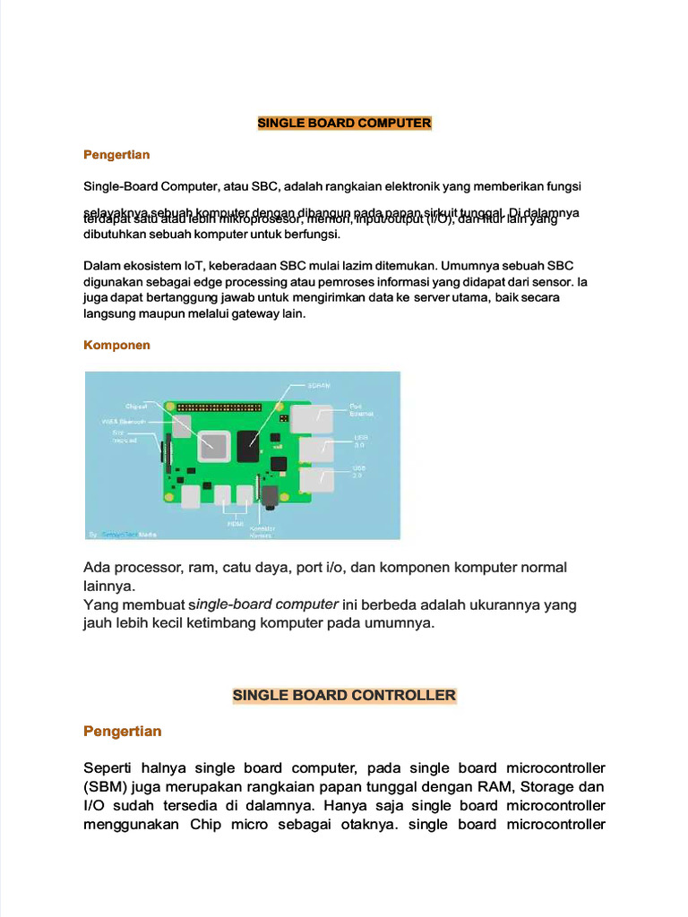 Pengertian dan Komponen Single Board Computer | PDF