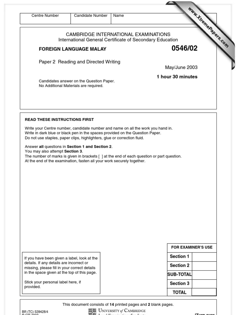Cambridge International Examinations International General Certificate ...