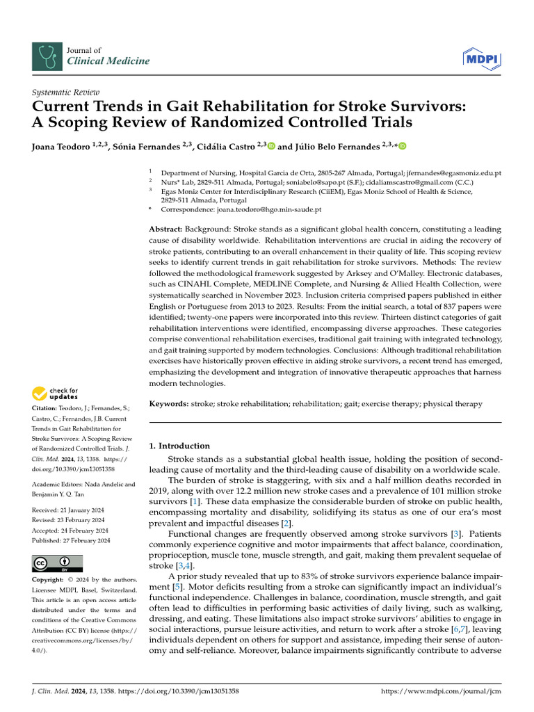 Gait Rehabilitation Trends for Stroke Survivors | PDF | Systematic ...