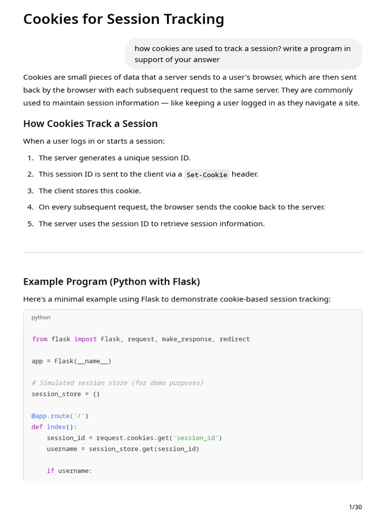 Cookies For Session Tracking | PDF | Common Object Request Broker ...