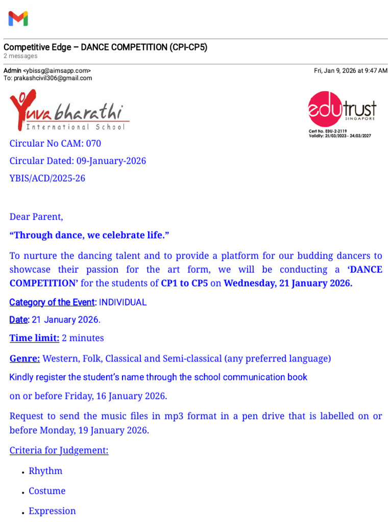 Gmail - Competitive Edge - Dance Competition (Cpi-Cp5) | PDF