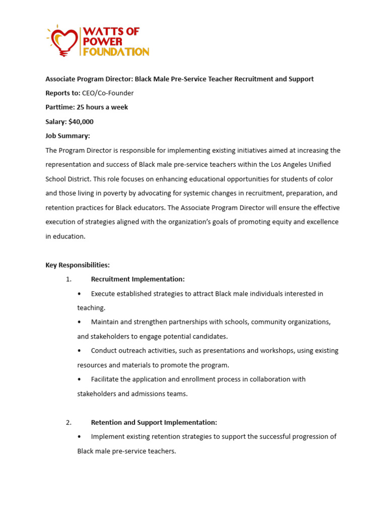 Black Male Teacher Recruitment Program | PDF | Teachers | Employee ...