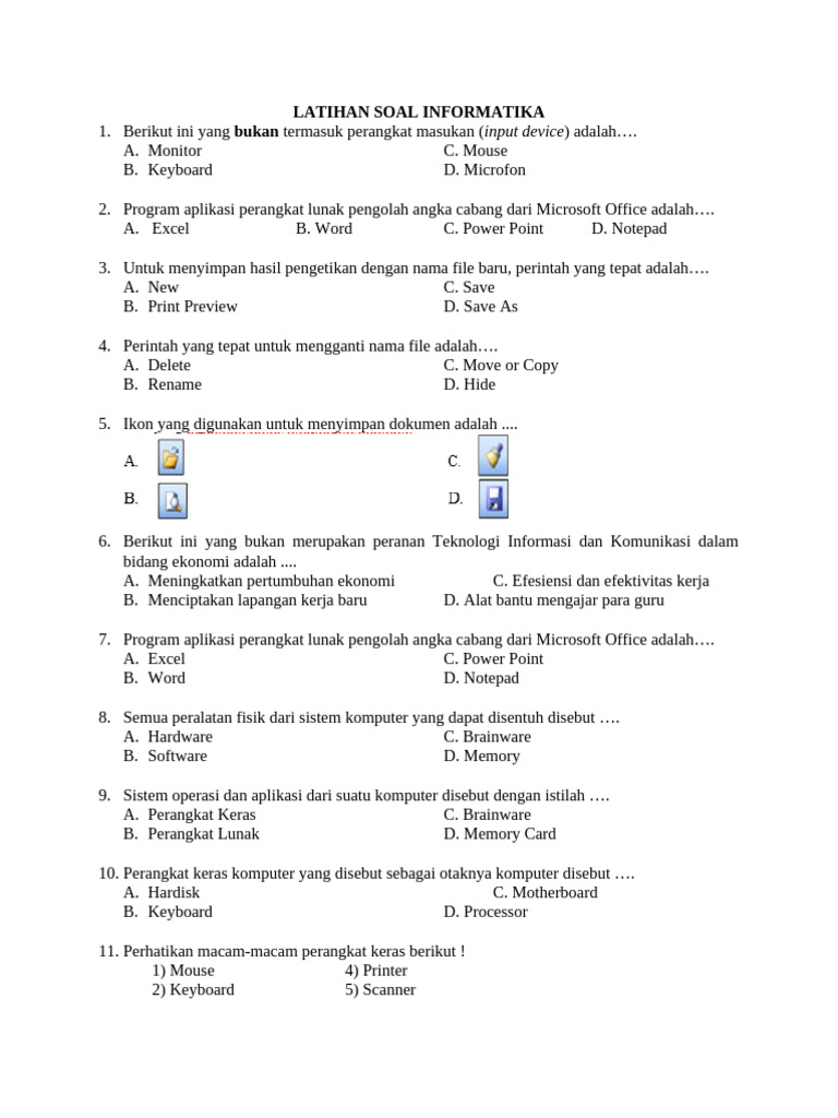 Latihan Soal Dasar Informatika dan TI | PDF