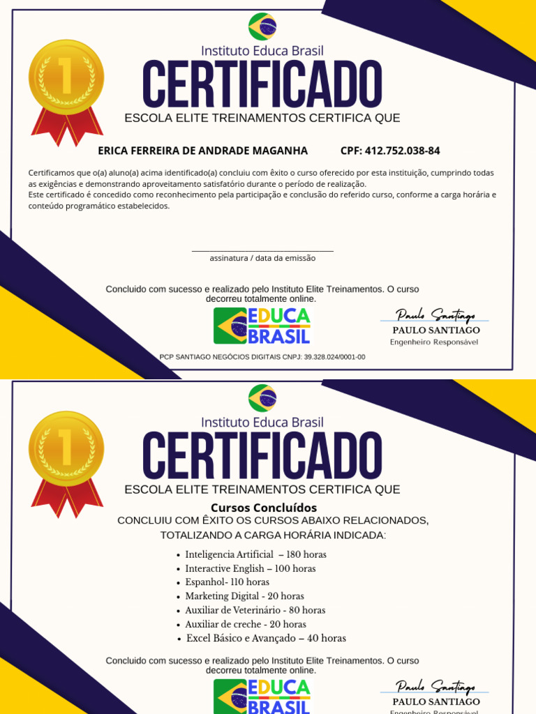Certificado de Conclusão de Cursos | PDF