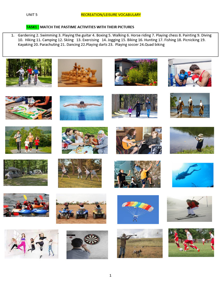 Recreation and Leisure Vocabulary Guide | PDF | Recreation