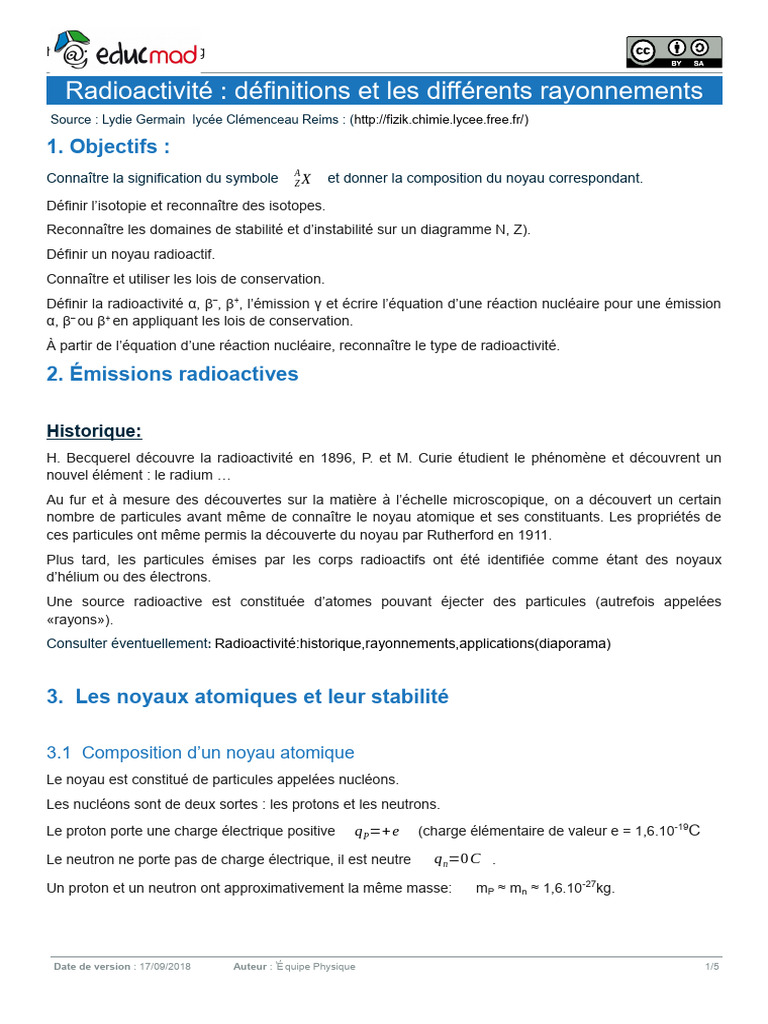 Comprendre la radioactivité et ses types | PDF | Noyau atomique ...