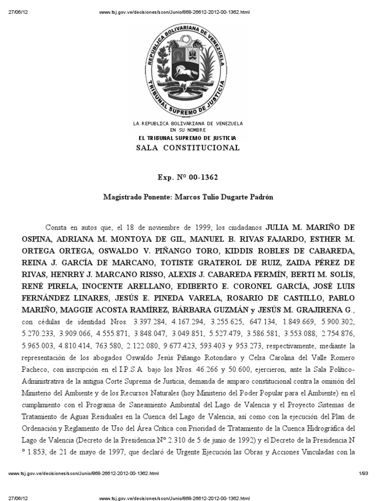 Sentencia #1362 Del Tribunal Supremo de Justicia de Venezuela