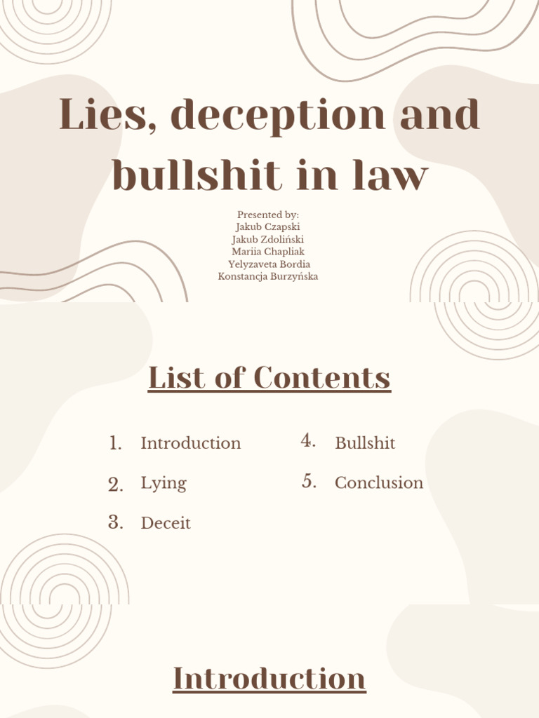 Lies, deception and bullshit in law (2) | PDF | Deception | Lie