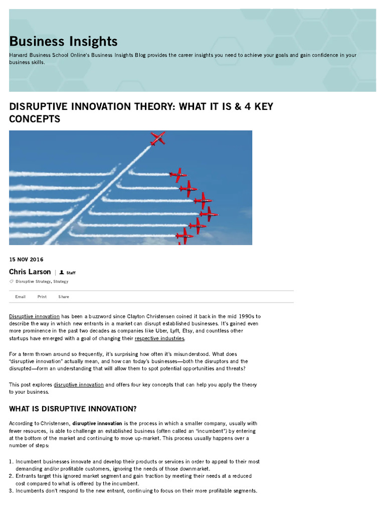 Disruptive Innovation: 4 Key Concepts | PDF | Disruptive Innovation ...