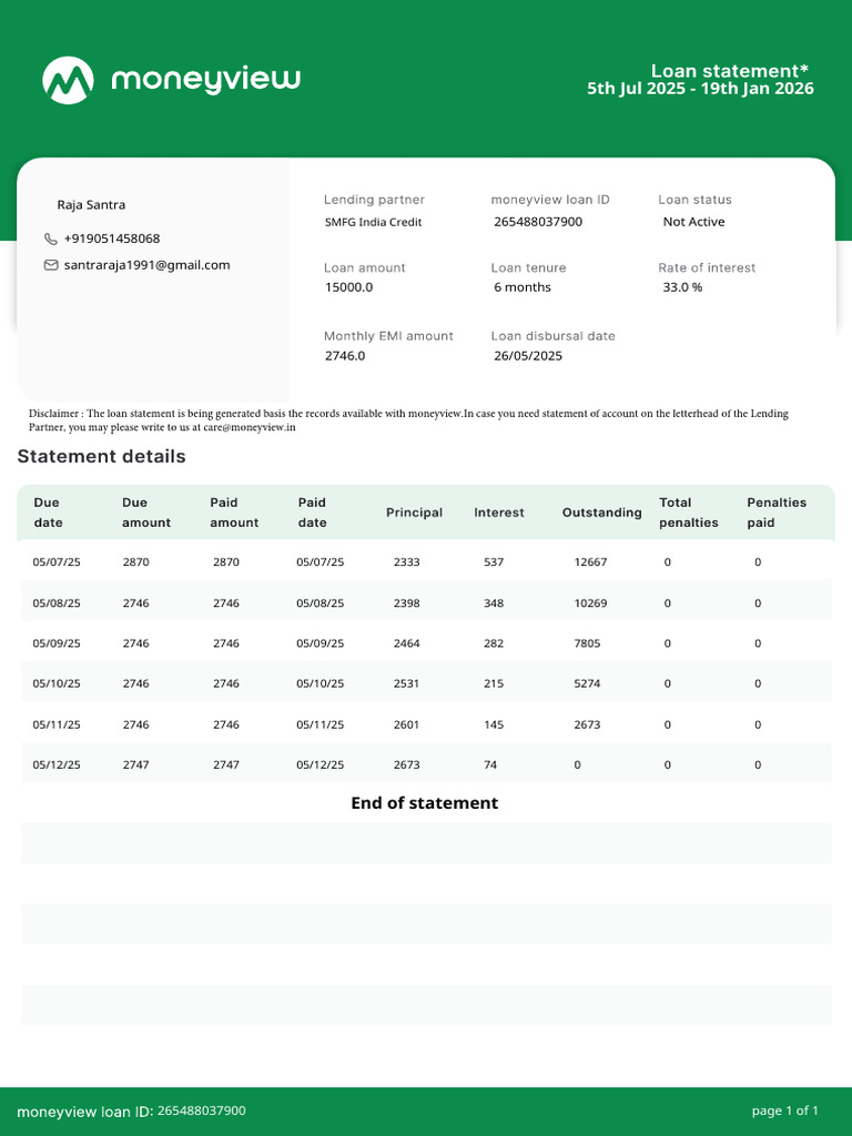 Loan Statement Summary and Details | PDF | Loans | Liability (Financial ...